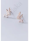 Sparkle Reindeer Rose - rénszarvas rose gold ezüst fülbevaló