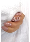 Silent Night - rose gold csillag és hold ezüst fülbevaló