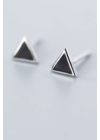 Black Triangle Silver - fekete háromszög fülbevaló