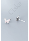 Pink Farfalle Silver -  pillangó fülbevaló
