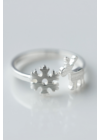 Moose - állítható rénszarvas és hópehely, karácsonyi ezüst gyűrű