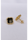 Esita Gold Black - négylevelű lóhere aranyozott ezüst fülbevaló fekete