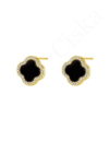 Esita Gold Black - négylevelű lóhere aranyozott ezüst fülbevaló fekete
