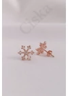 Frost Rose - hópehely rosegold ezüst fülbevaló