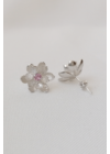 Daisy Pink - virág ezüst fülbevaló