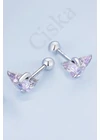 Eloise - lila cirkóniakő pillangó ezüst fülbevaló