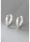 Silver Texture – Texturált ezüst karika fülbevaló cirkóniával