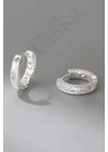 Silver Texture – Texturált ezüst karika fülbevaló cirkóniával