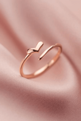 Rose gold nyitott szív ezüstgyűrű