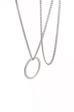 Minimalista ezüst nyaklánc körgyűrűn átfűzött lánccal