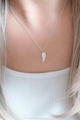 Ezüst szárny nyaklánc cirkóniakövekkel – 925 sterling ezüst angyalszárny medál