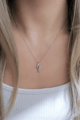 Elegáns rhodium bevonatú ezüst nyaklánc cirkónia kövekkel | Fényes, időtálló ékszer
