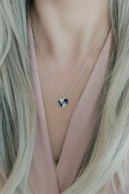 Kagylóhéj mozaikos szív nyaklánc – elegáns ezüst ékszer