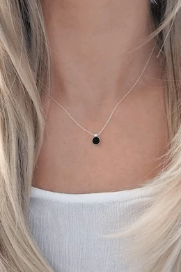 Fekete kristályos ezüst nyaklánc | Elegáns ékszer