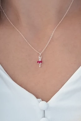 Pirouette balerina ezüst nyaklánc pink kristállyal | Nőies ékszer