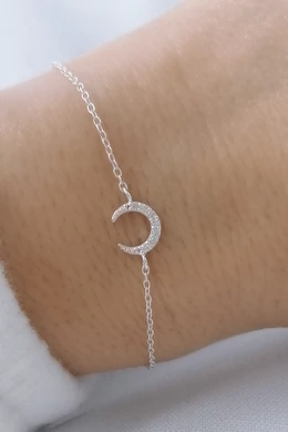 Luna Shine félhold ezüst karkötő cirkóniával | Női karkötő