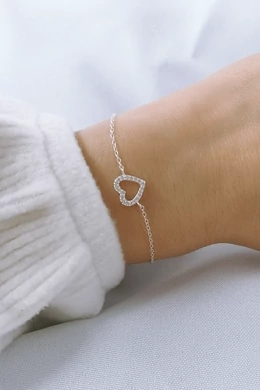 Pure Embrace szív ezüst karkötő cirkóniával | Női karkötő