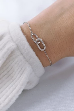 Linked Grace cirkóniaköves láncszem ezüst karkötő