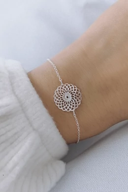 Harmony Bloom mandala mintás ezüst karkötő