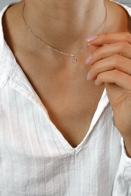 Szív Kontúr Ezüst Rose Gold Nyaklánc