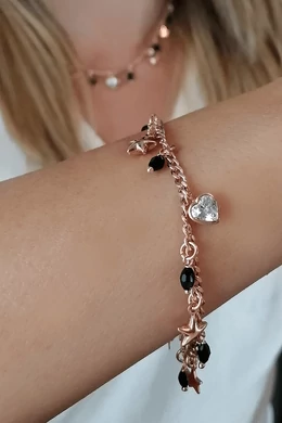 Rosegold Ezüst Karkötő Függőkkel
