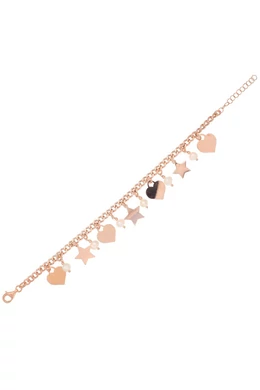 Olasz Rosegold Ezüst Karkötő Gyöngyökkel