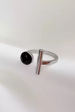 Minimalista Fekete Köves Ezüst Gyűrű