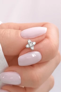 Cirkóniaköves Virág Ezüst Piercing