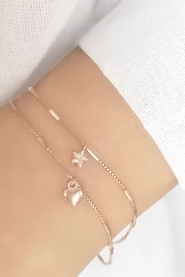 Szív És Csillag Rosegold Ezüst Karkötő