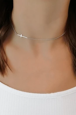Kereszt Ezüst Chocker Nyaklánc