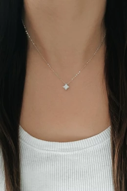 Cirkóniaköves Négyzet Ezüst Nyaklánc