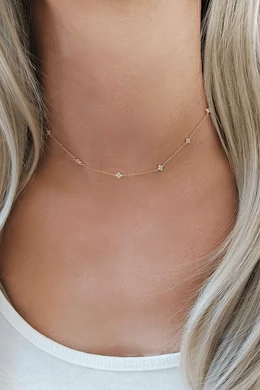 Cirkóniaköves Virág Aranyozott Ezüst Nyaklánc