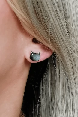 Luna Cat – Cicafejes 925 ezüst beszúrós fülbevaló