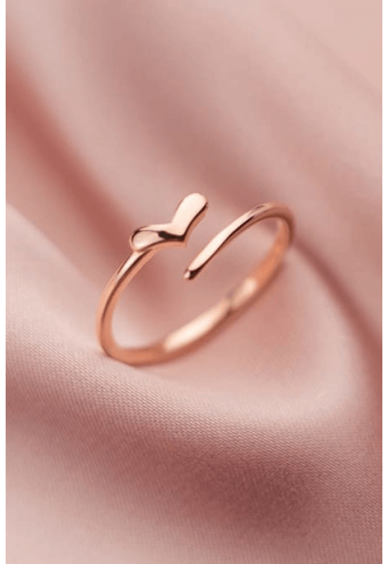 Rose gold állítható szív ezüstgyűrű