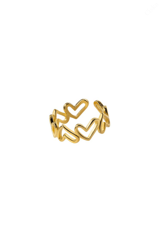 Aranyozott Szíves Ezüst Gyűrű