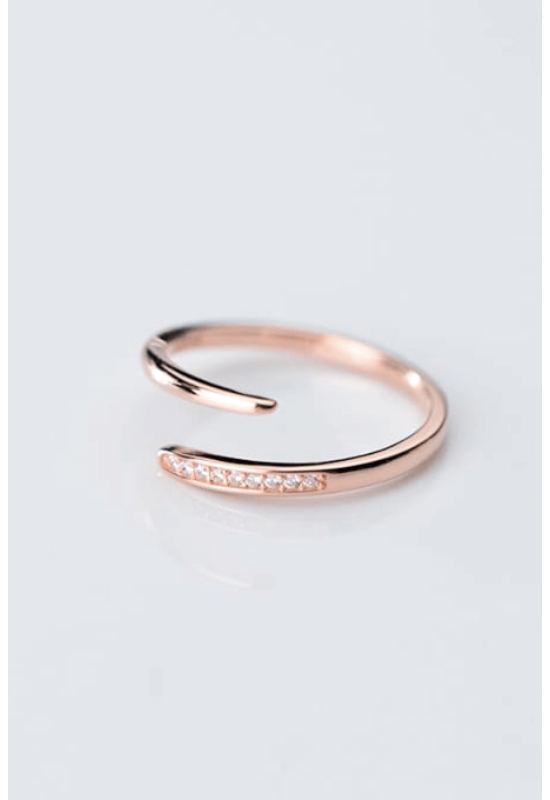 Minimalista Nyitott Rose Gold Ezüstgyűrű