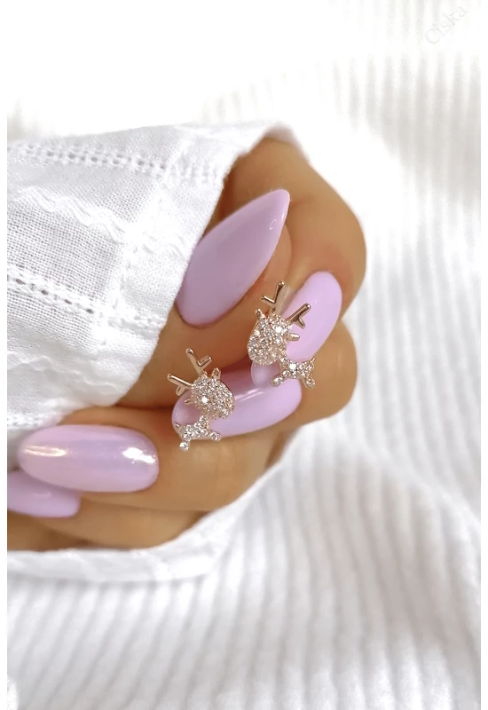 Rénszarvas Rose Gold Ezüst Fülbevaló