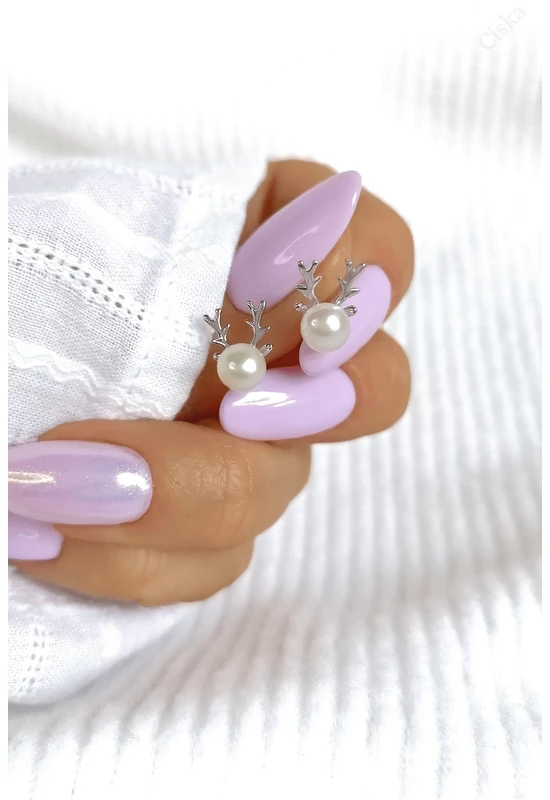 Karácsonyi Rénszarvas Ezüst Gyöngy Fülbevaló - Ciska Jewellery