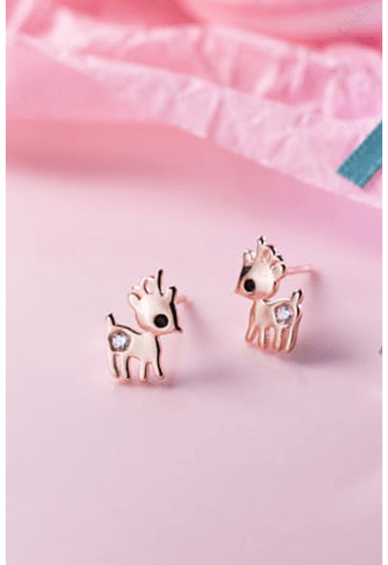 Rénszarvas Rose Gold Ezüst Fülbevaló