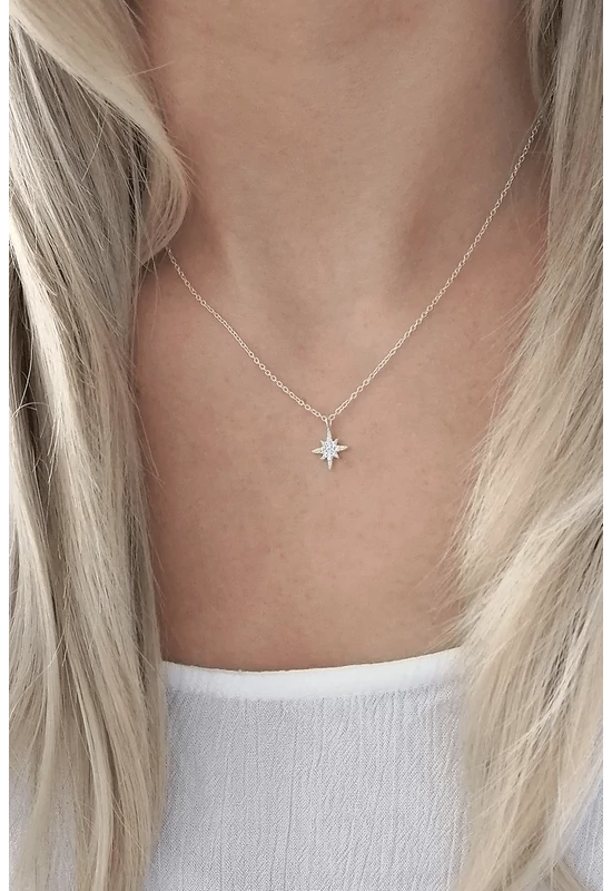 North Star Glow csillag ezüst nyaklánc cirkóniával | Elegáns ékszer