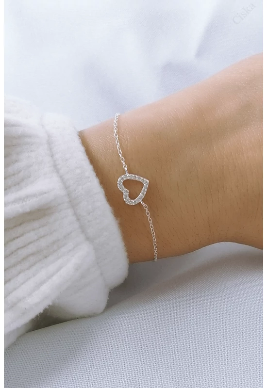 Pure Embrace szív ezüst karkötő cirkóniával | Női karkötő