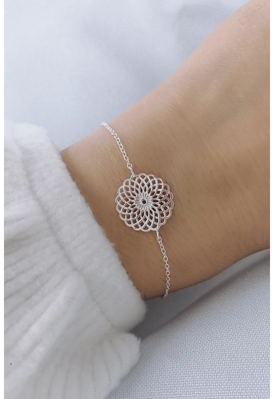Harmony Bloom mandala mintás ezüst karkötő