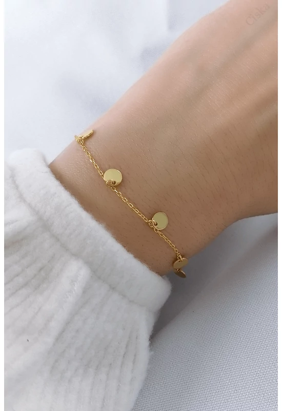 Golden Dots aranyozott korongos ezüst karkötő