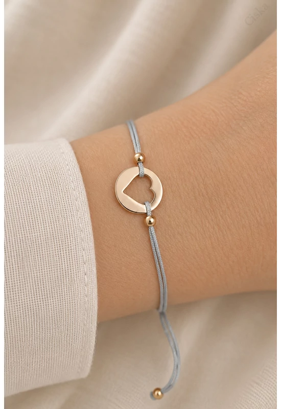 Rosegold Ezüst Szív Paracord Karkötő