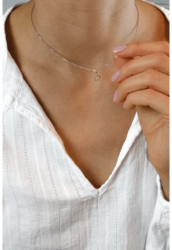 Szív Kontúr Ezüst Rose Gold Nyaklánc