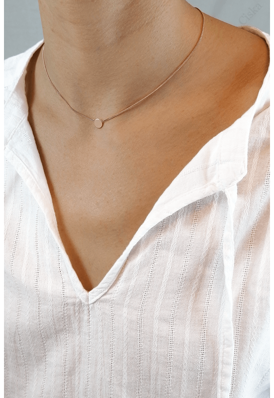 Minimalista Körlapos Rose Gold Ezüst Nyaklánc