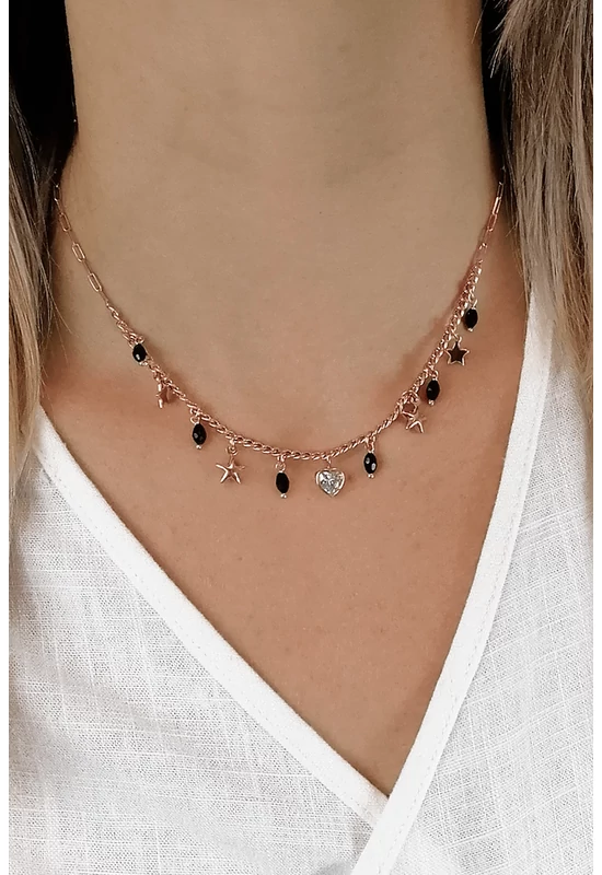 Rosegold Ezüst Nyaklánc Gyöngyökkel