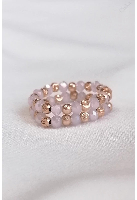 Gumírozott Rosegold Gyöngy Ezüst Gyűrű