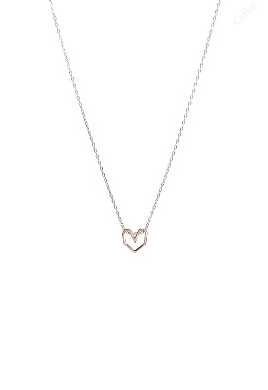 Szív Sziluett Rosegold Ezüst Nyaklánc