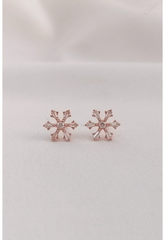 Hópehely Karácsonyi Rosegold Ezüst Fülbevaló